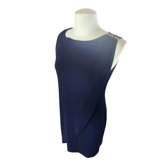 Jessica Simpson Navy Blue Satin Mini Dress - Picture 4 of 5